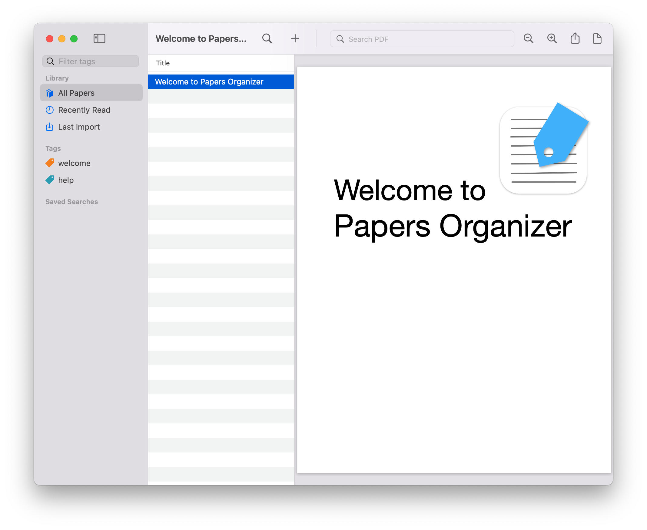 Screenshot of Papers Organizer